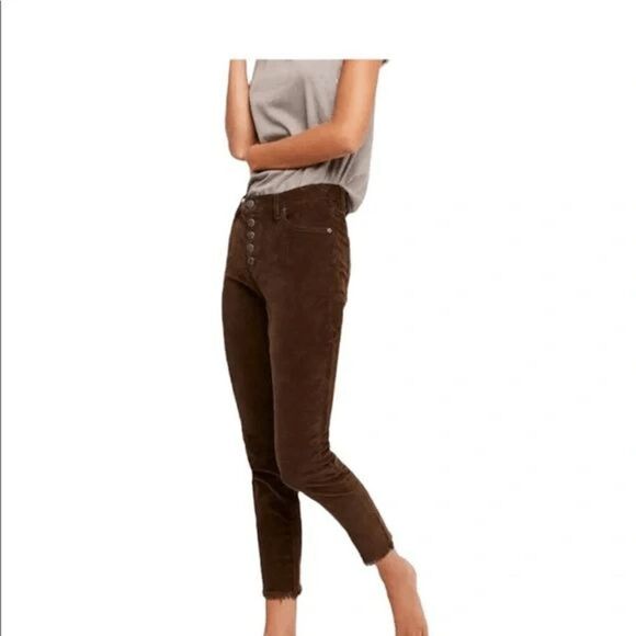 Free People Reagan Walnut Brown Button Fly Corduroy Ankle Jeans Size 30 - Picture 7 of 8